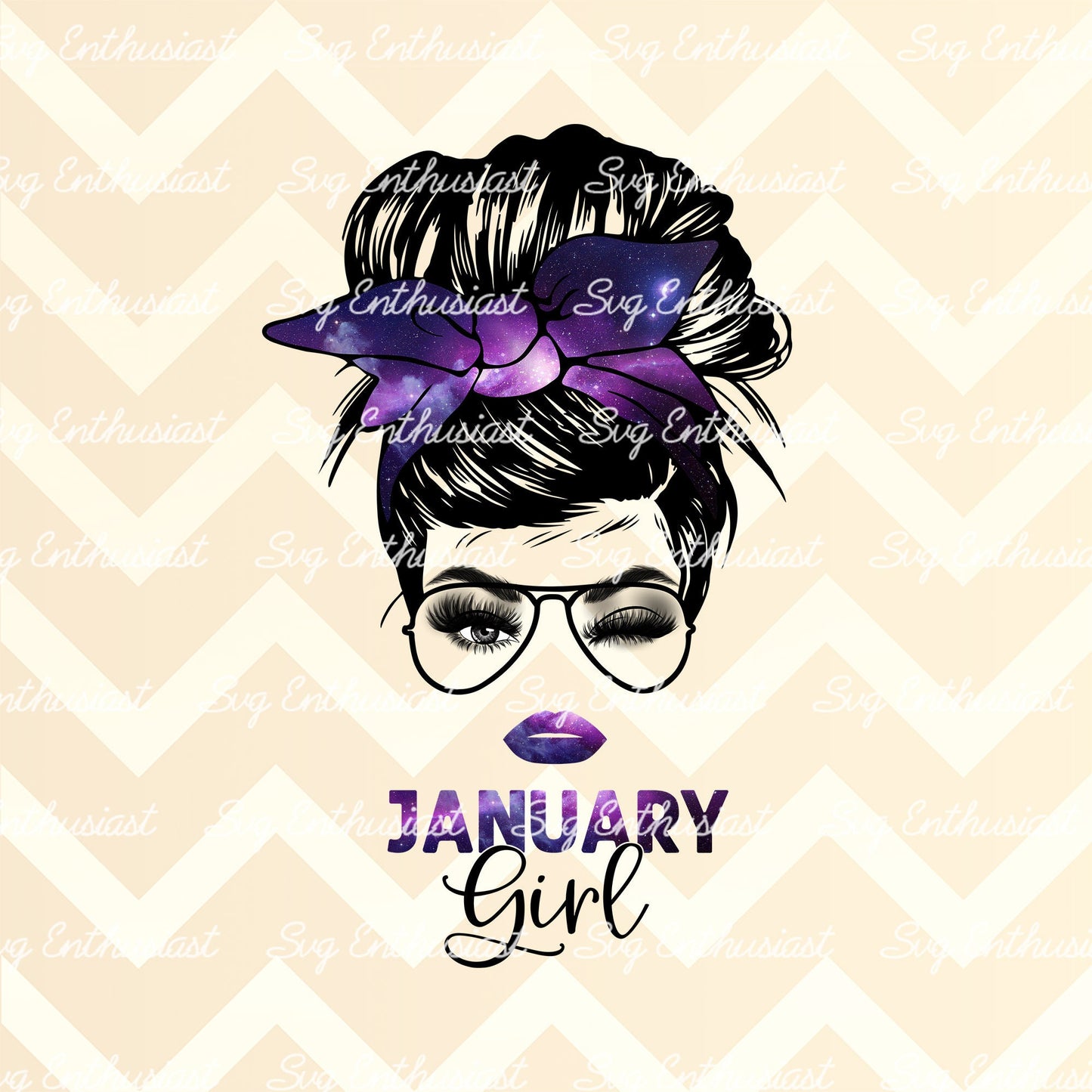 January girl messy bun PNG sublimation