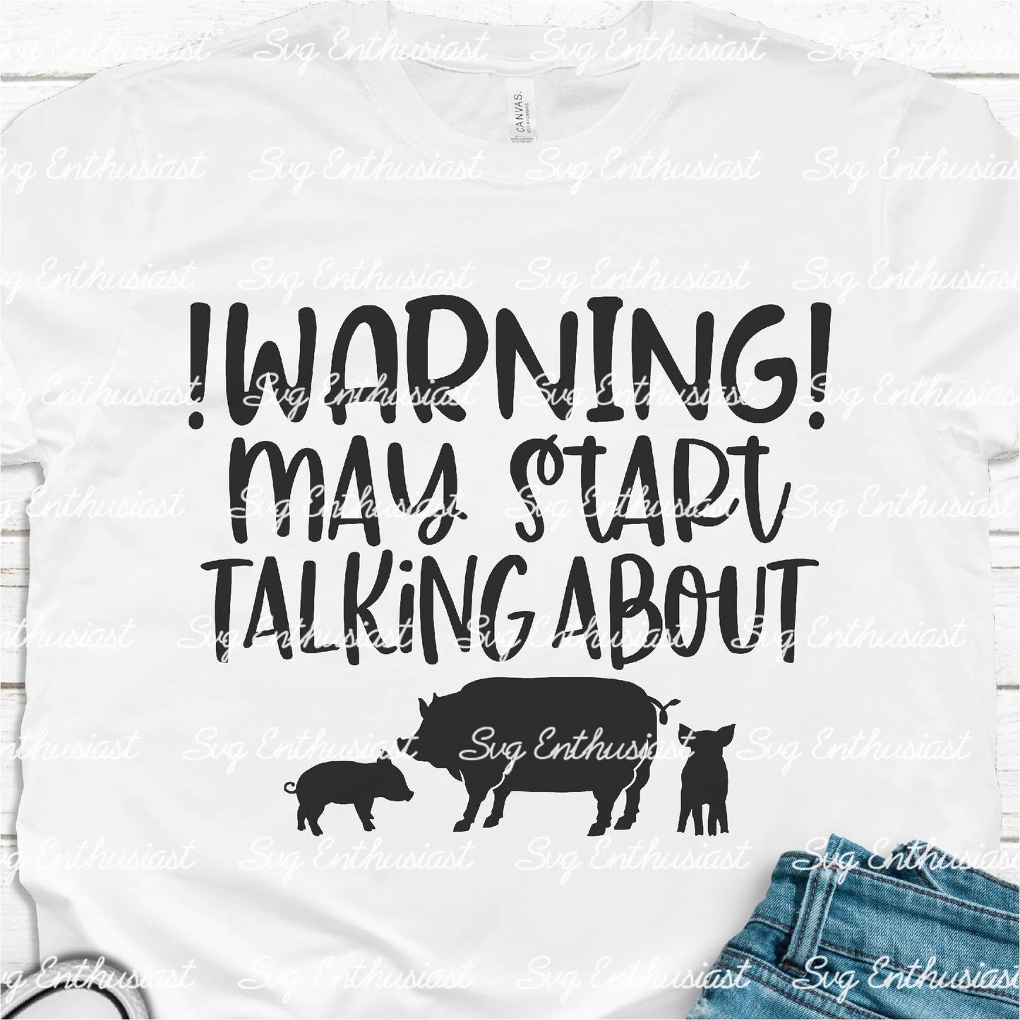 Warning may start talking about pigs SVG PNG DXF