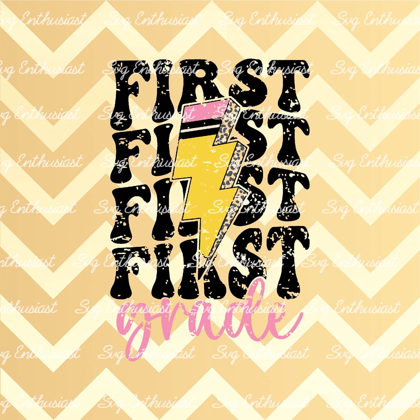 First Grade lightening bolt pencil SVG PNG DXF