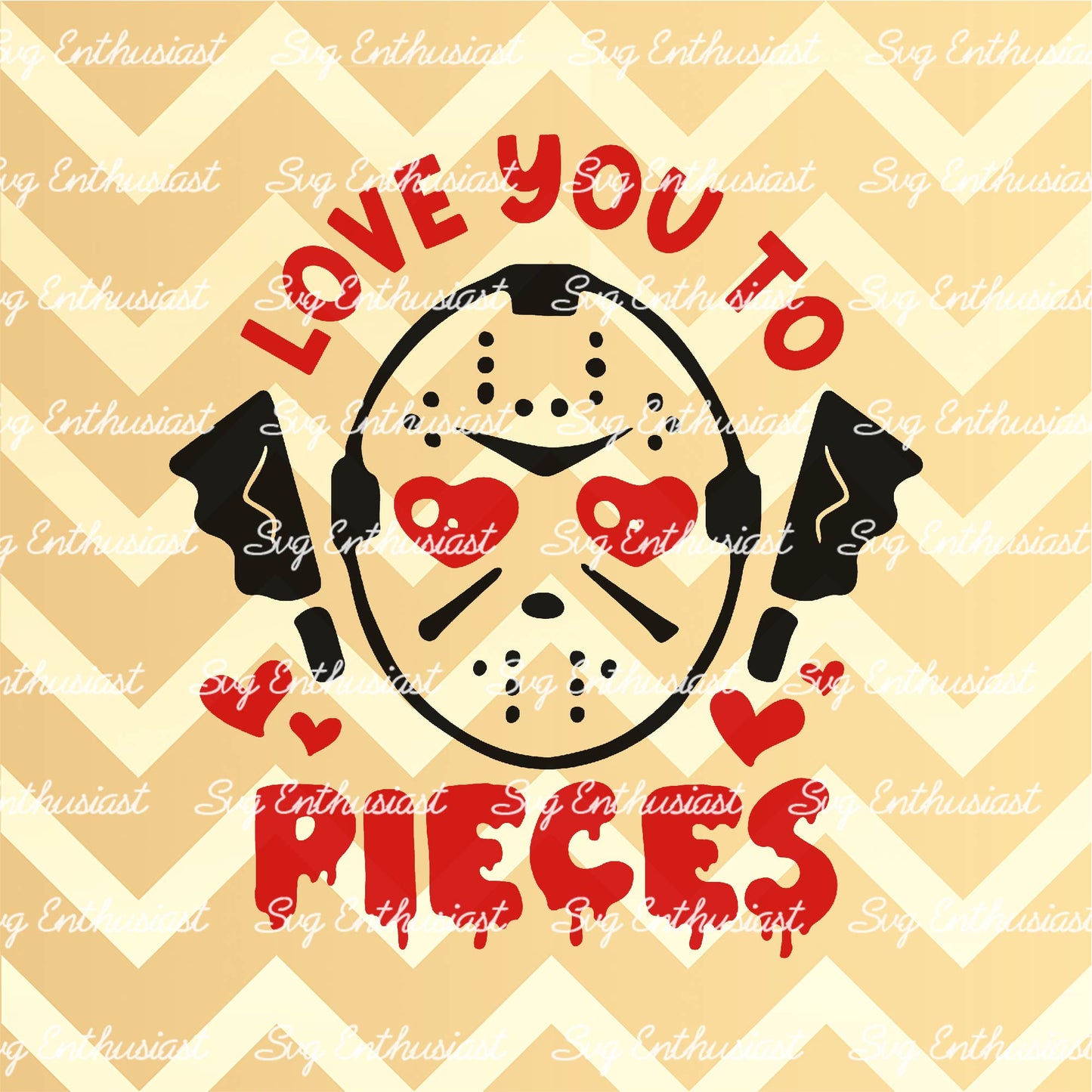 Love you to pieces horror valentine SVG PNG DXF