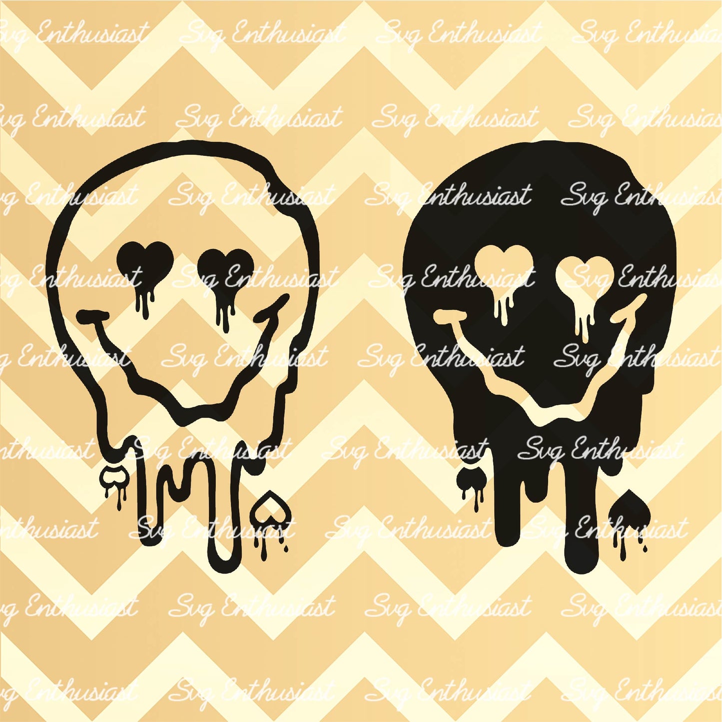 Melting heart eyes smiley face SVG PNG DXF