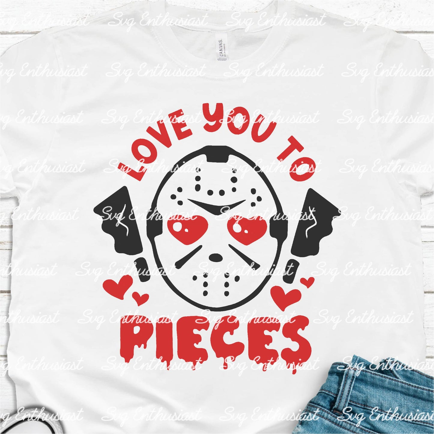 Love you to pieces horror valentine SVG PNG DXF