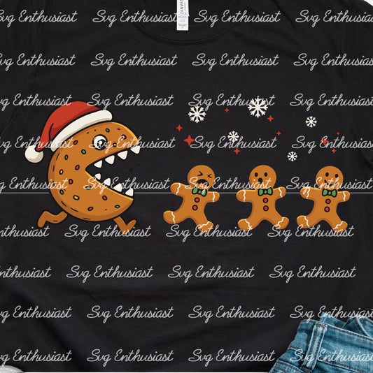 Christmas cookie chasing ginger bread men SVG PNG DXF