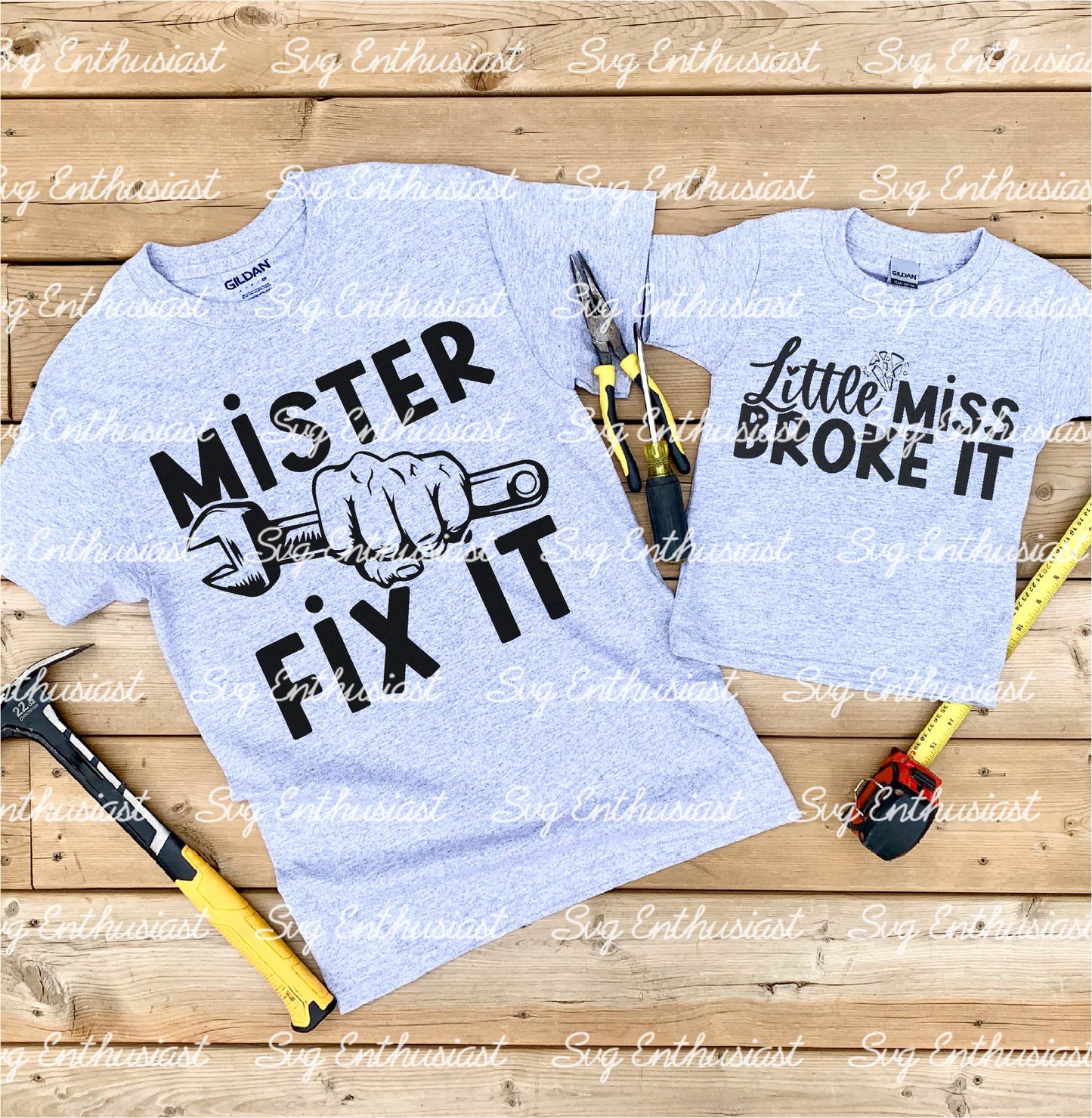 Mister Fix it - Little miss Broke it SVG PNG DXF