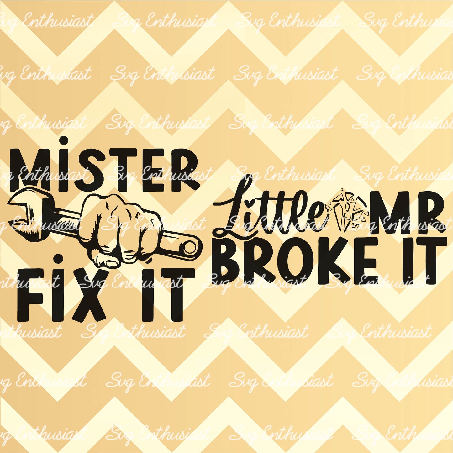 Mister Fix it - Little Mr Broke it SVG PNG DXF