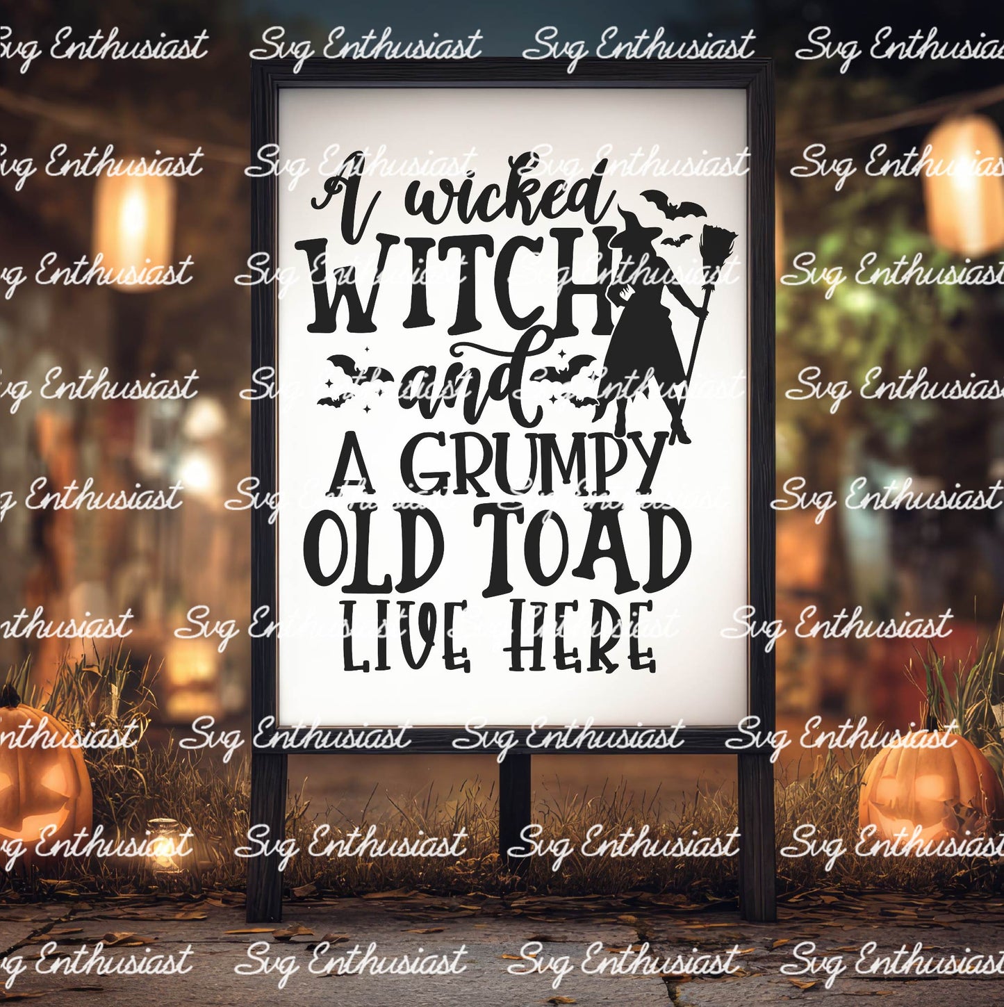 A wicked witch and a grumpy old toad SVG PNG DXF
