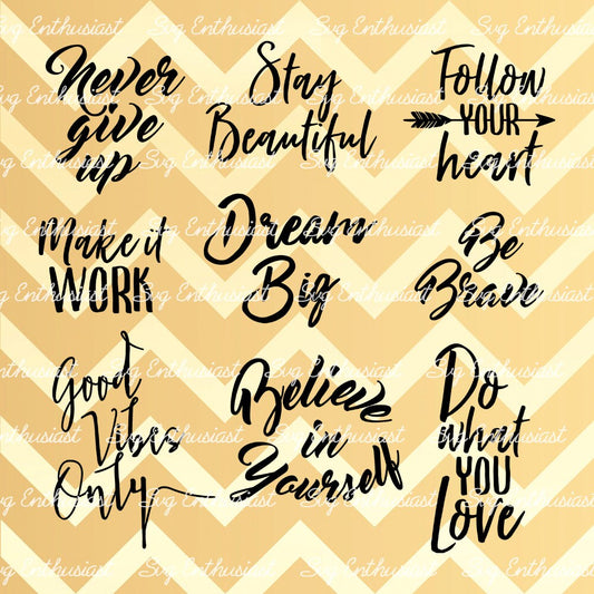 Positive quotes SVG PNG DXF bundle