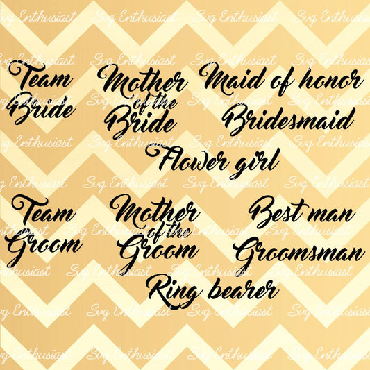 Team Bride Team Groom SVG PNG DXF bundle