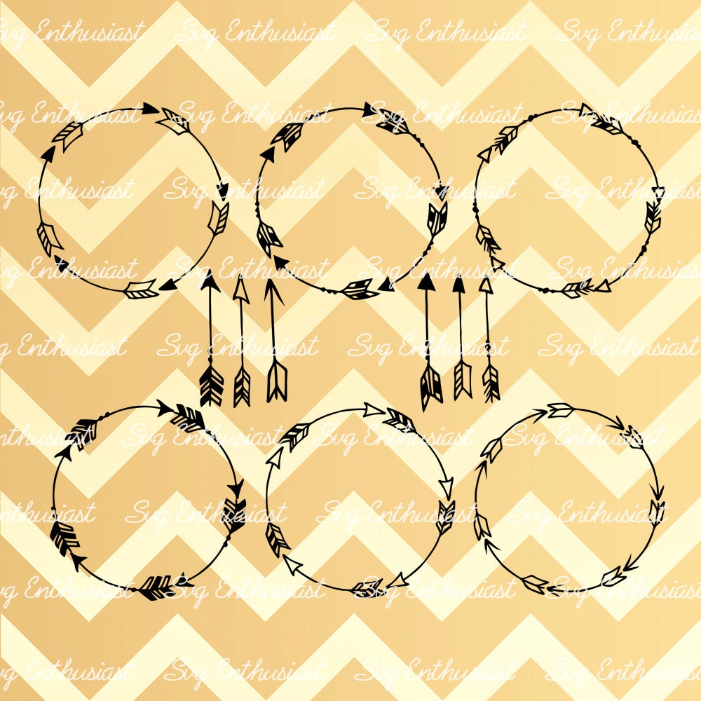 Arrows Monogram frames SVG PNG DXF