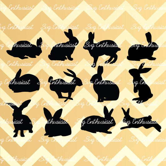 Bunny silhouette bundle SVG PNG DXF