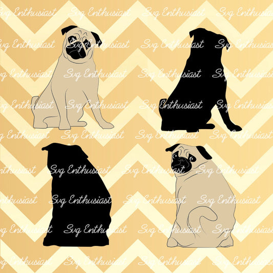 Pug SVG PNG DXF bundle