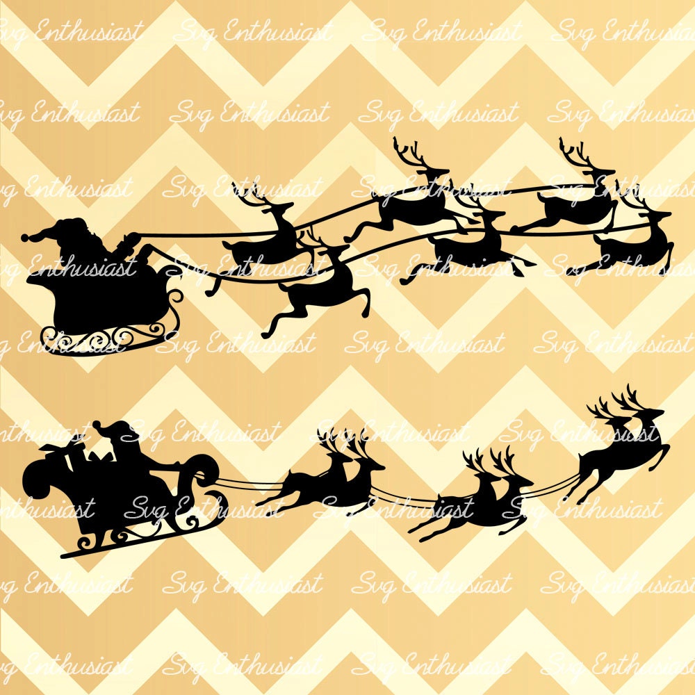 Santa sleigh SVG PNG DXF