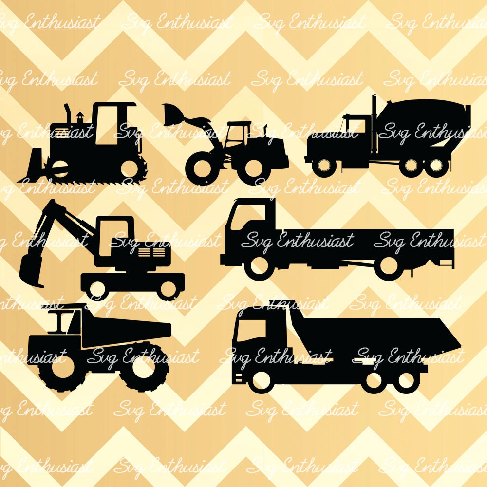 Construction vehicles Silhouette SVG PNG DXF