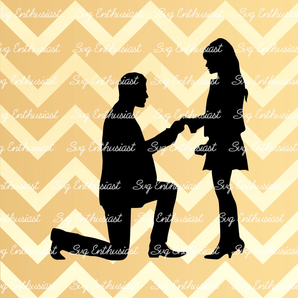 Marriage proposal silhouette SVG PNG DXF