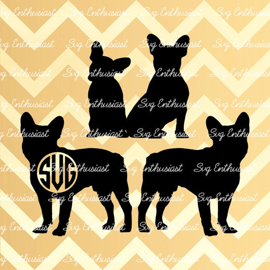 French Bulldog Monogram SVG PNG DXF