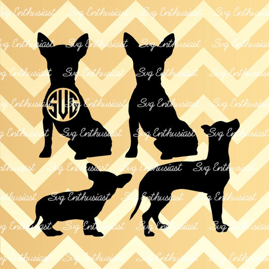 Chihuahua Monogram Frame SVG PNG DXF