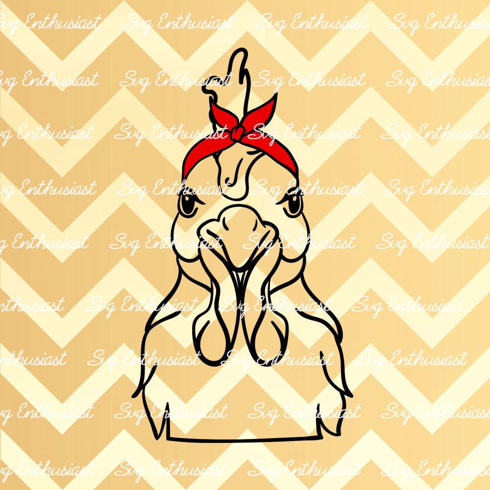 Chicken wearing a Bandana SVG PNG DXF