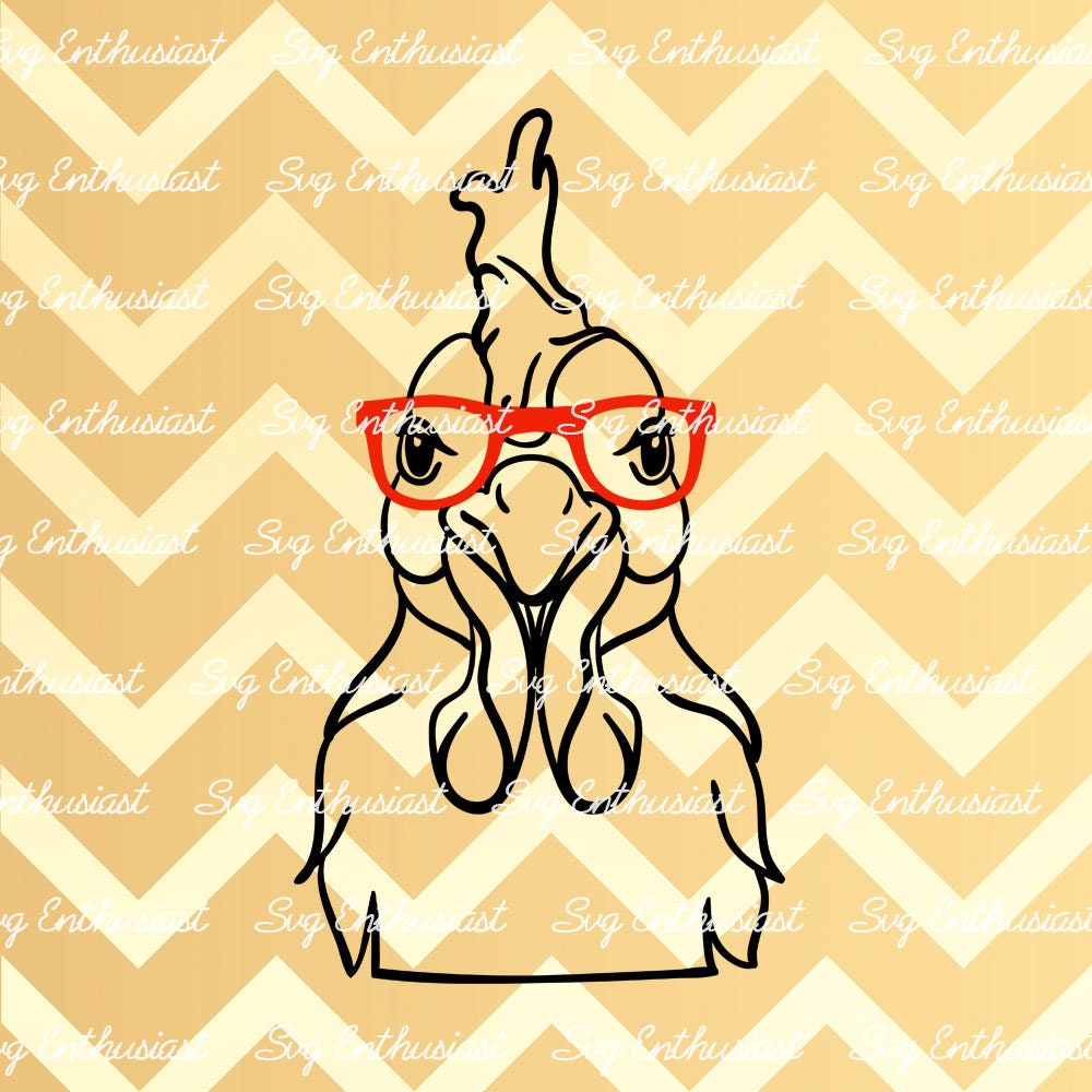 Chicken with Glasses SVG PNG DXF