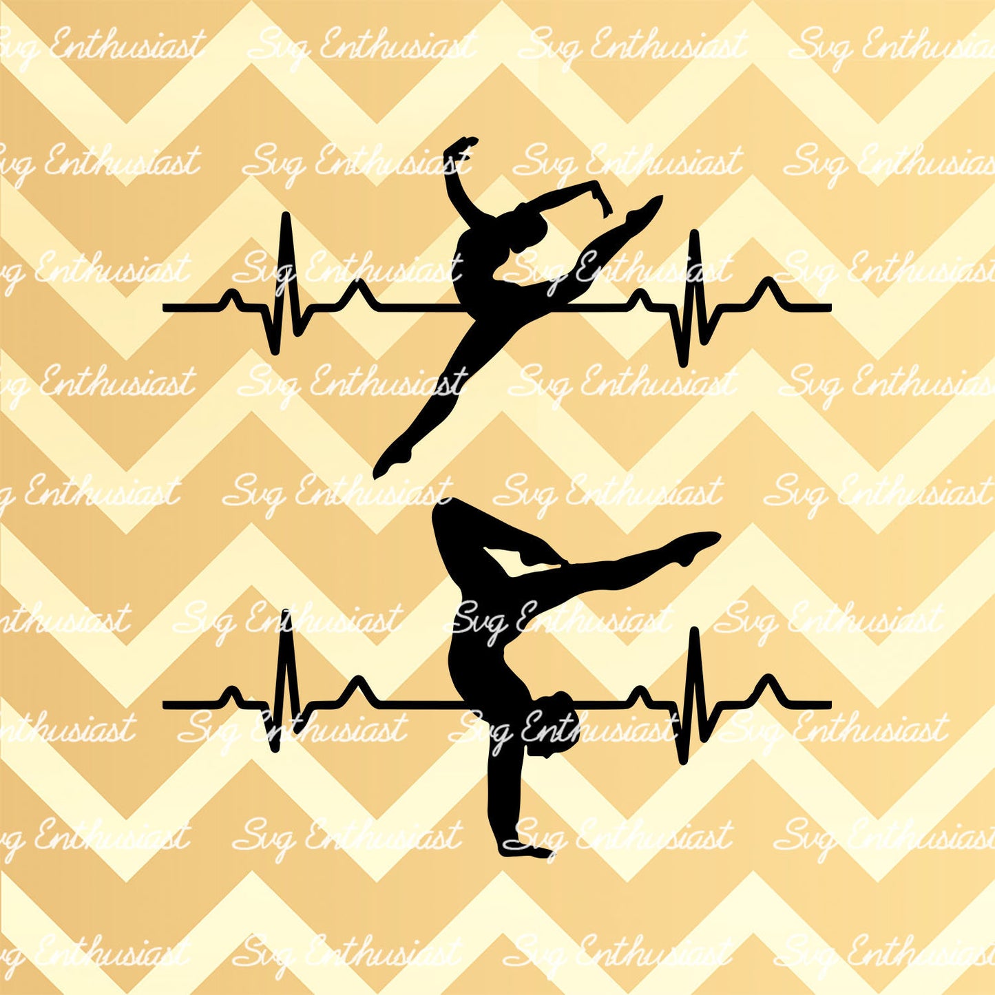 Gymnast Heartbeat SVG PNG DXF