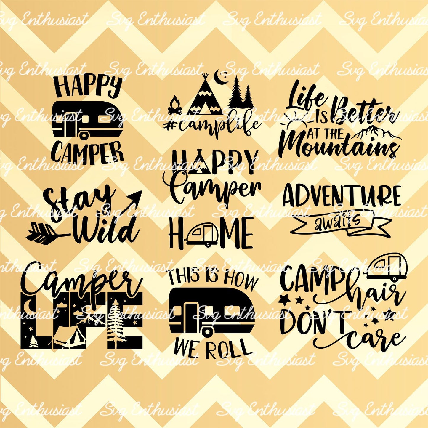 Camping bundle SVG PNG DXF