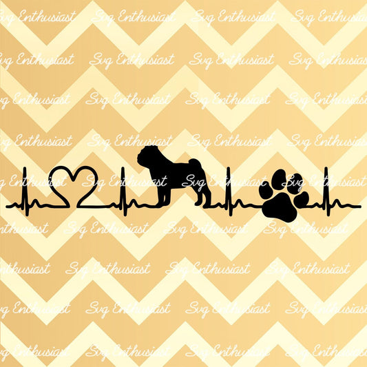 Pug Heartbeat SVG PNG DXF