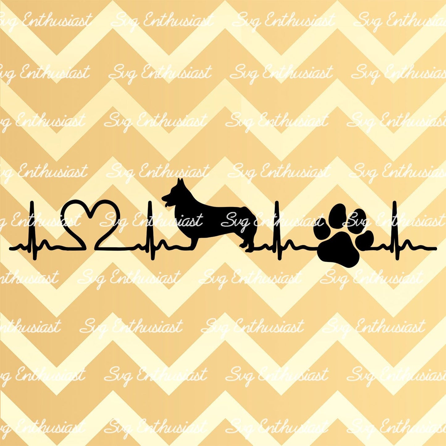 Corgi Heartbeat SVG PNG DXF