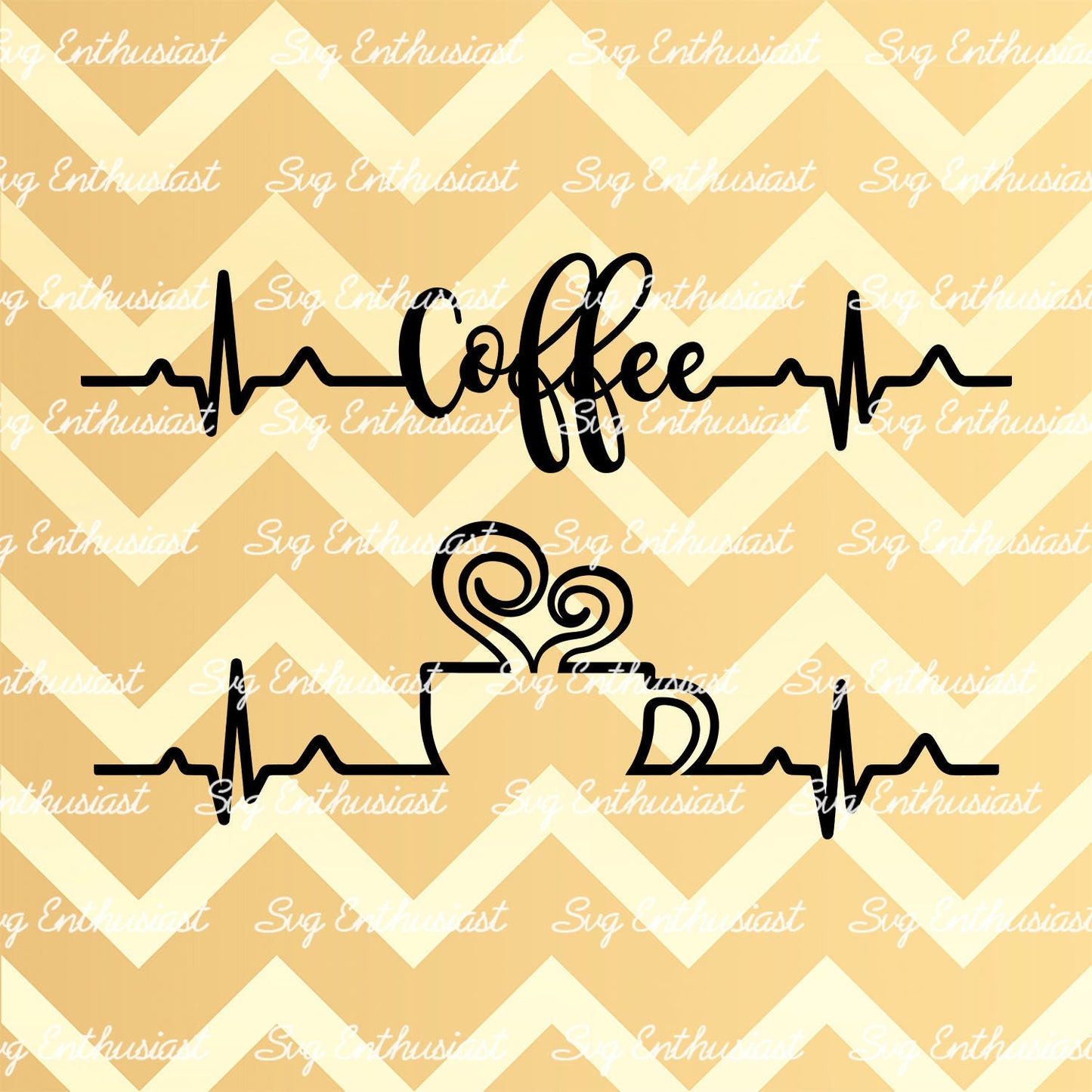 Coffee heartbeat SVG PNG DXF