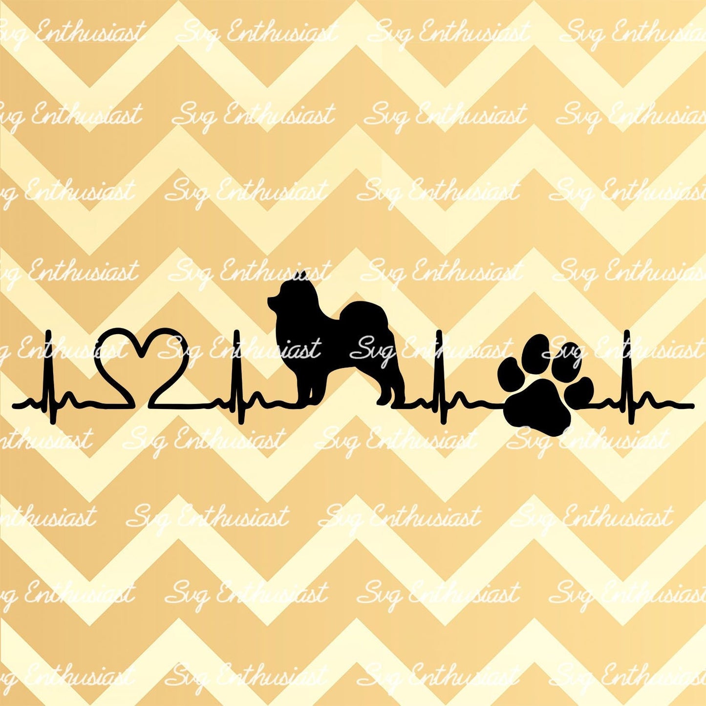 Pomeranian Heartbeat SVG PNG DXF