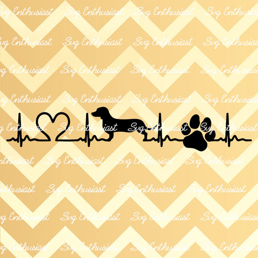 Dachshund Heartbeat SVG PNG DXF