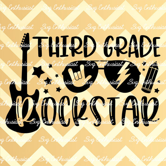 Third grade Rockstar SVG PNG DXF