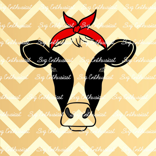 Cow with Bandana SVG PNG DXF