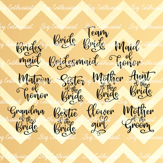 Bridal party SVG PNG DXF bundle