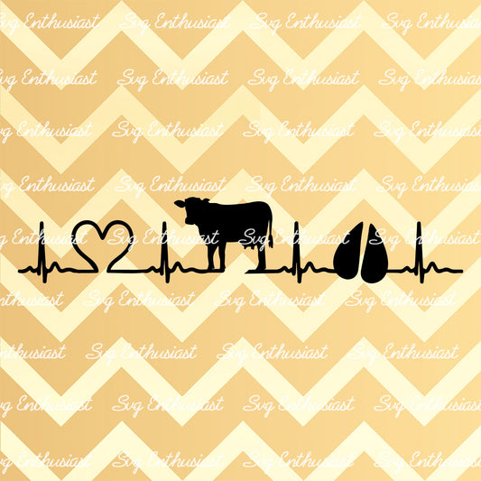 Cow Heartbeat SVG PNG DXF