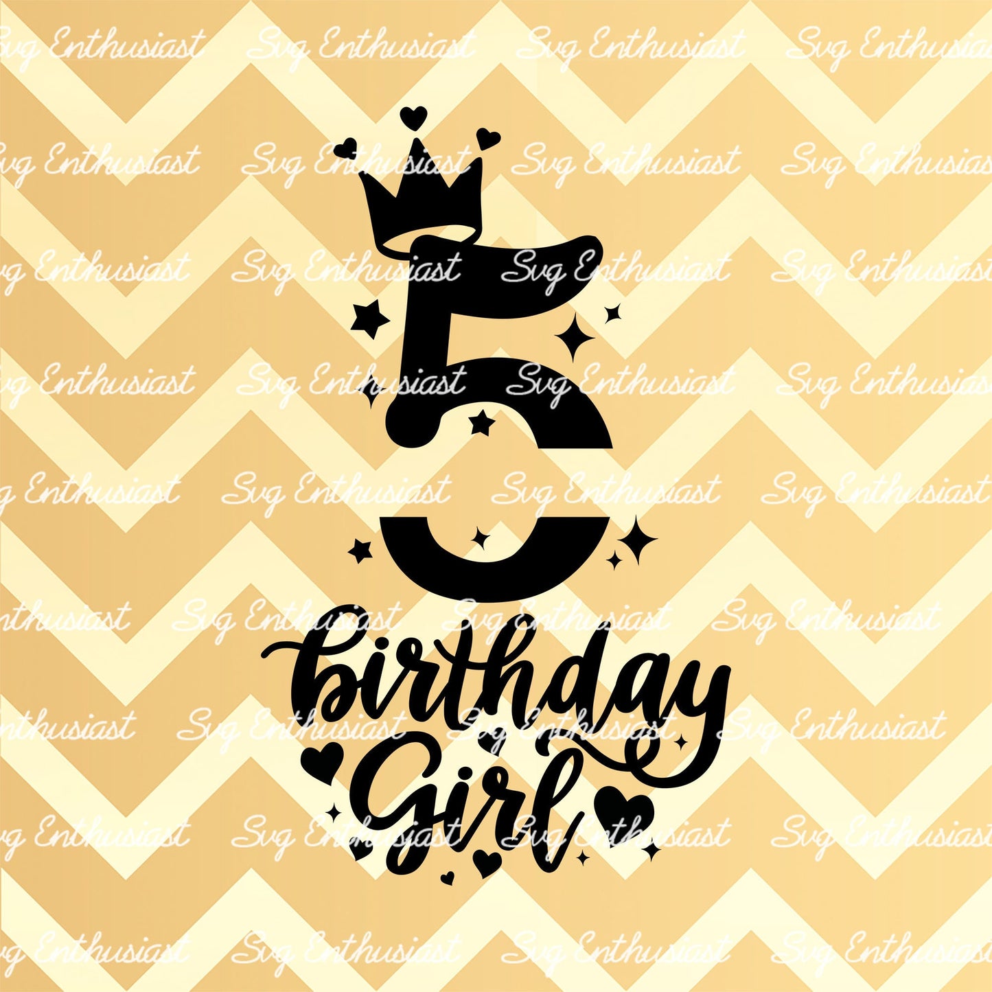 Birthday girl - 5 years old SVG PNG DXF