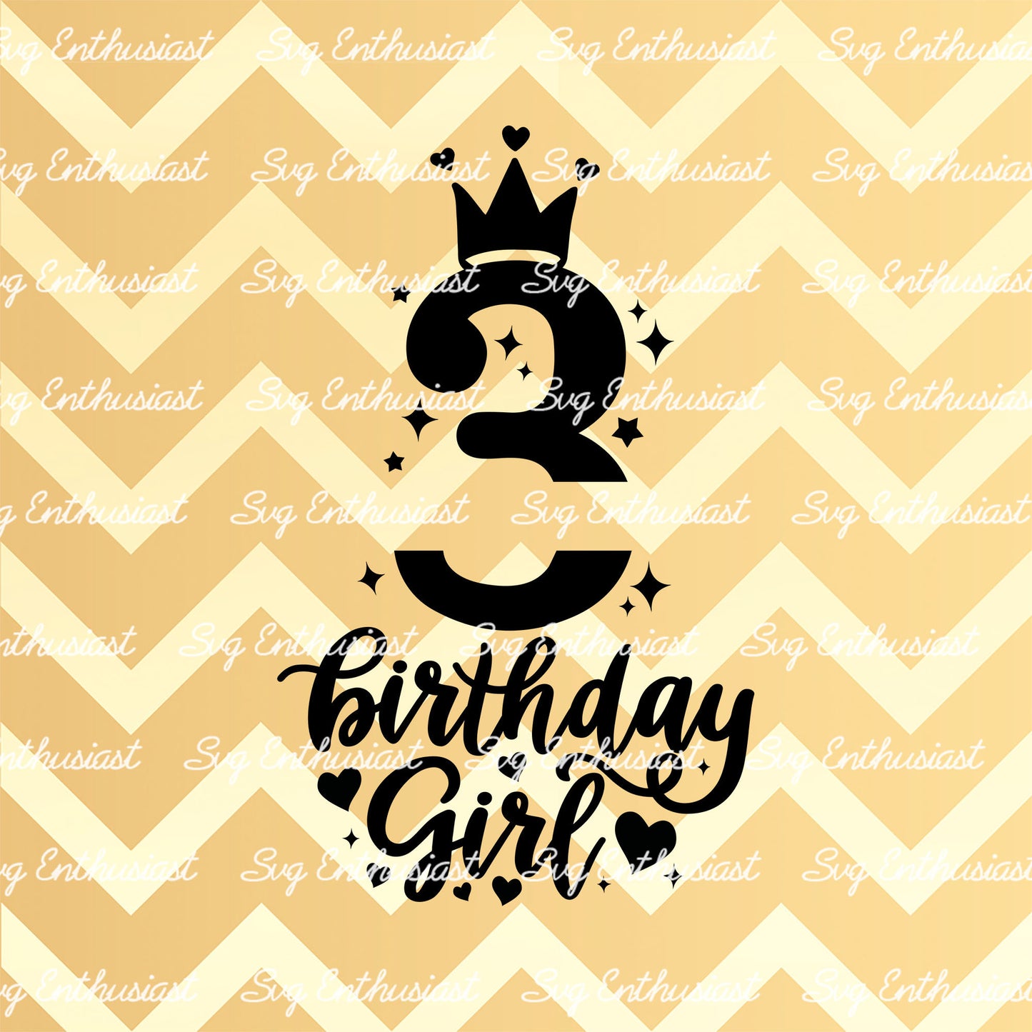 Birthday girl - 3 years old SVG PNG DXF