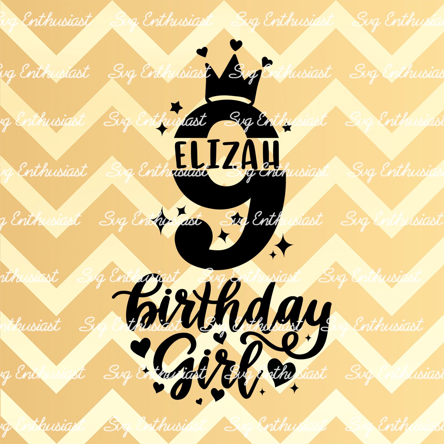 Birthday girl - 9 years old SVG PNG DXF