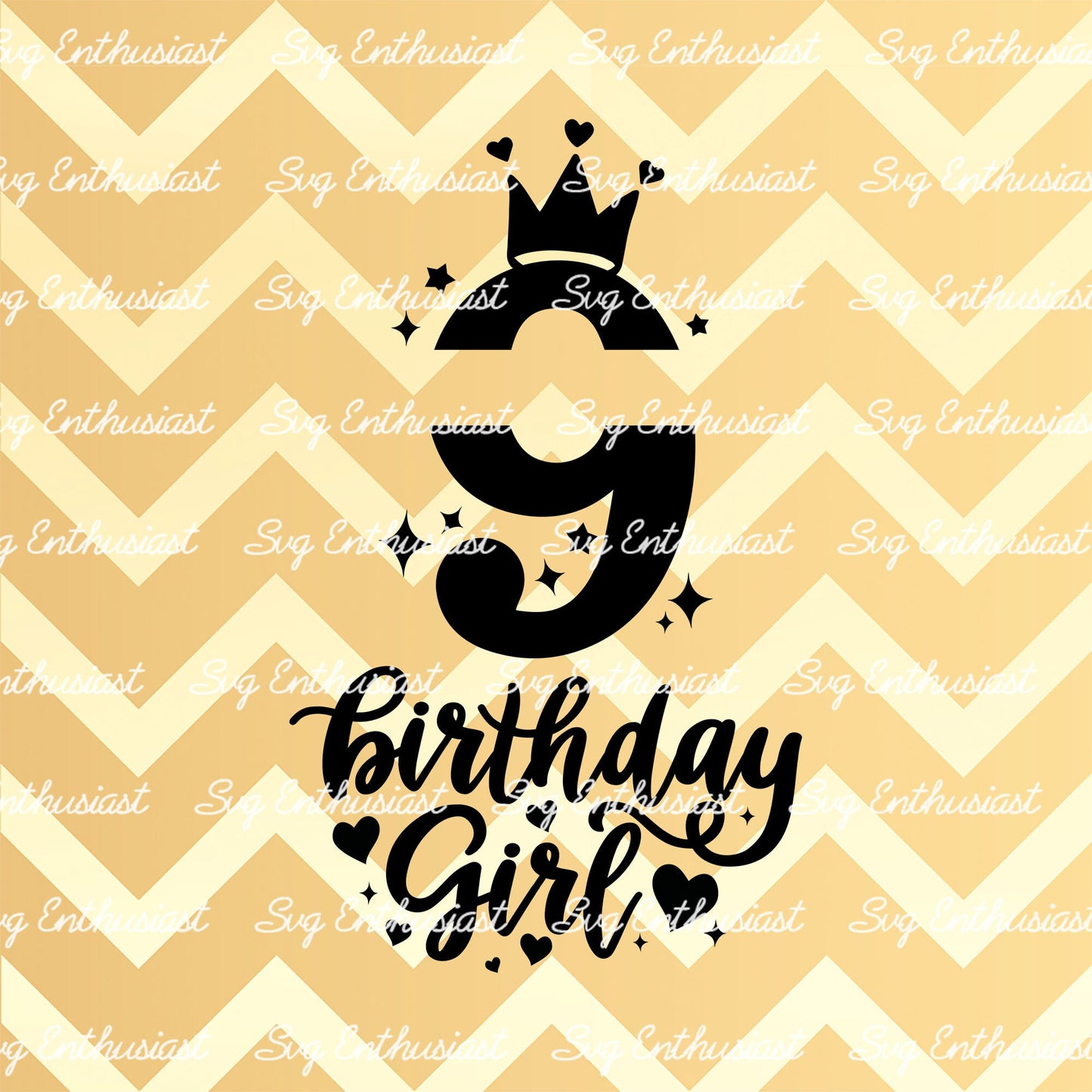 Birthday girl - 9 years old SVG PNG DXF