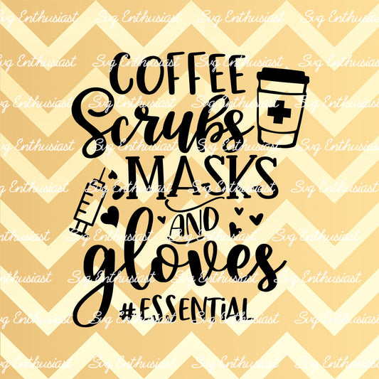 Coffee scrubs masks and gloves SVG PNG DXF