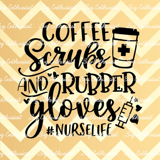 Coffee scrubs and rubber gloves SVG PNG DXF