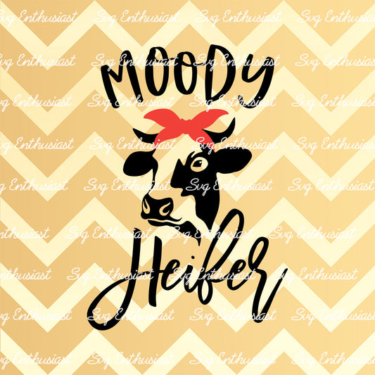 Moody heifer SVG PNG DXF