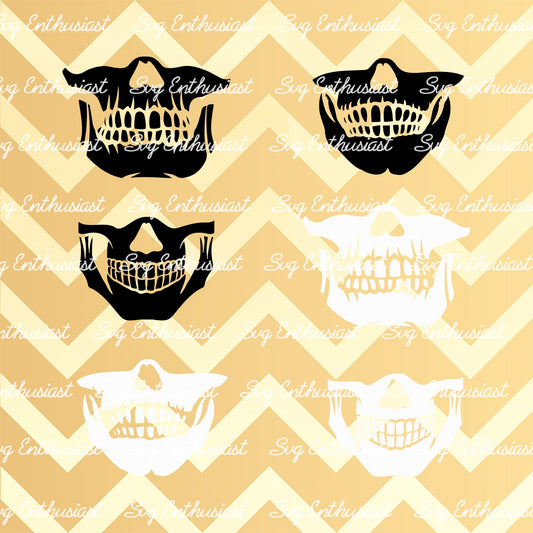 Half skull masks SVG PNG DXF bundle