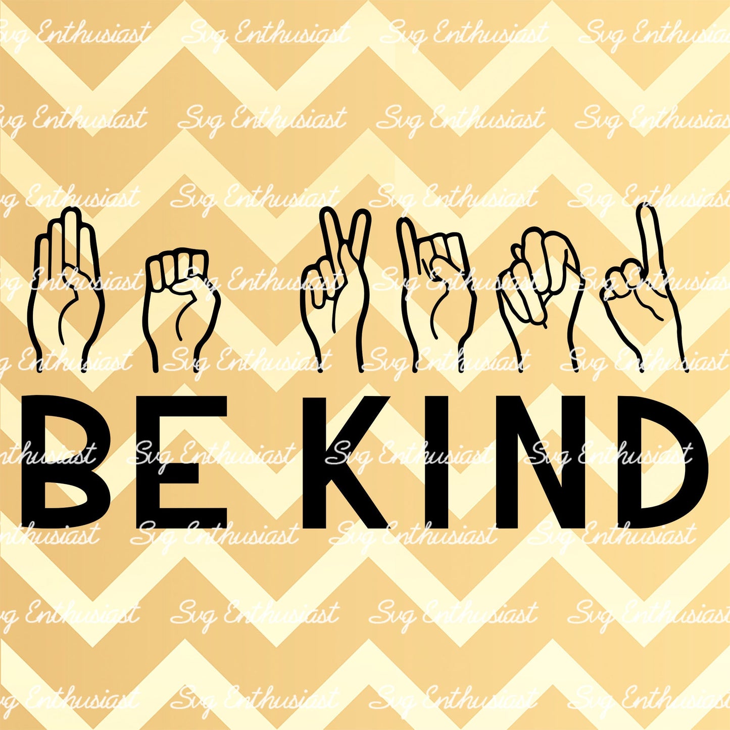 Be kind Sign language SVG PNG DXF