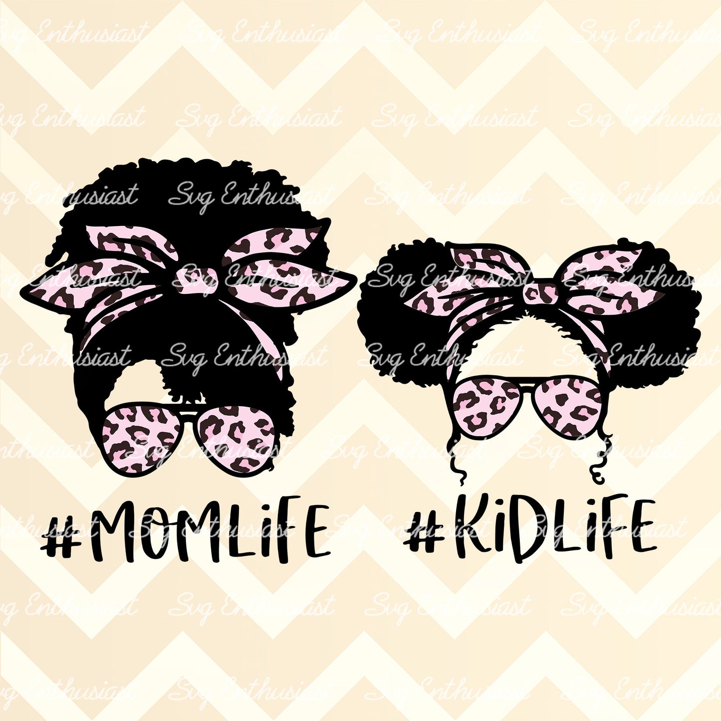 Mom life Afro bun - Kid life PNG sublimation