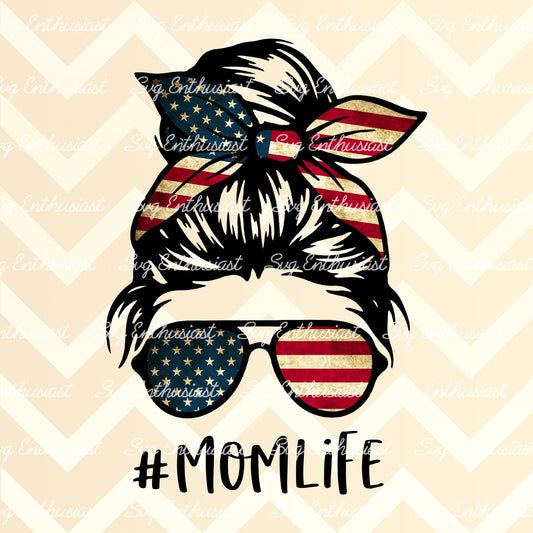 American mom messy hair PNG sublimation