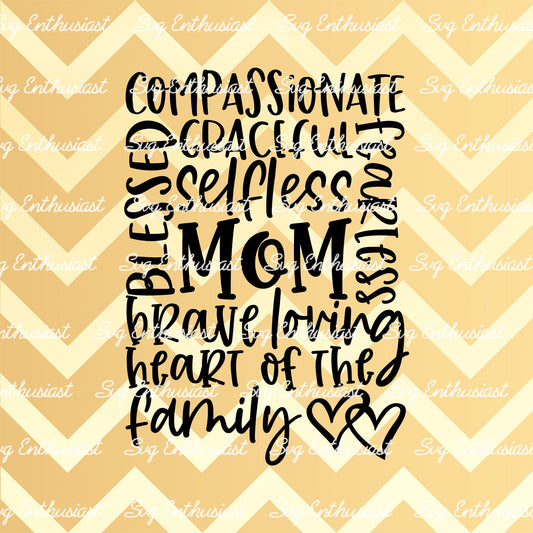 Mom Heart of the family SVG PNG DXF