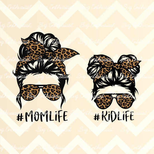 Matching Mom life Kid life leopard PNG sublimation