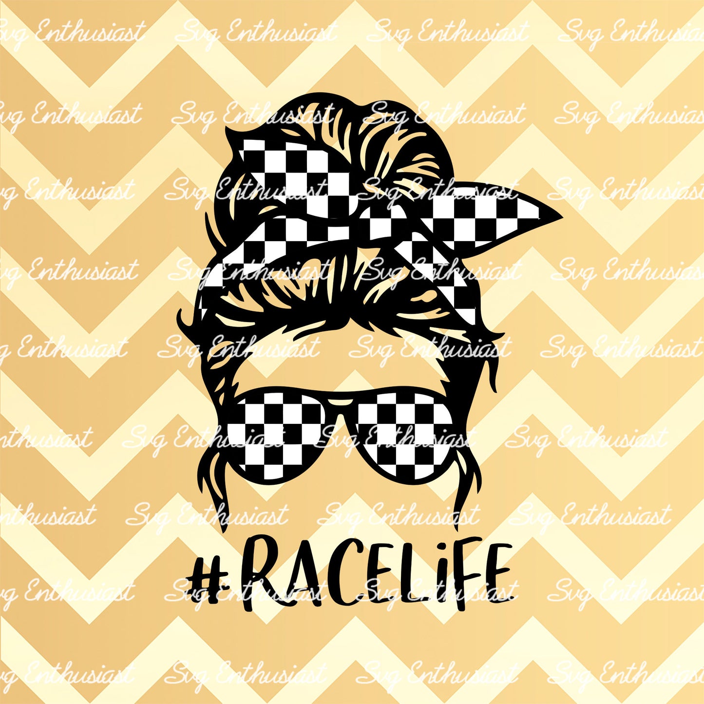 Race life messy bun SVG PNG DXF