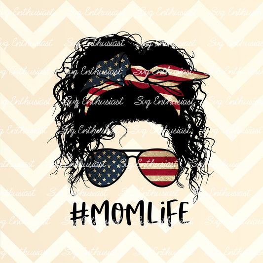 American mom curly PNG sublimation