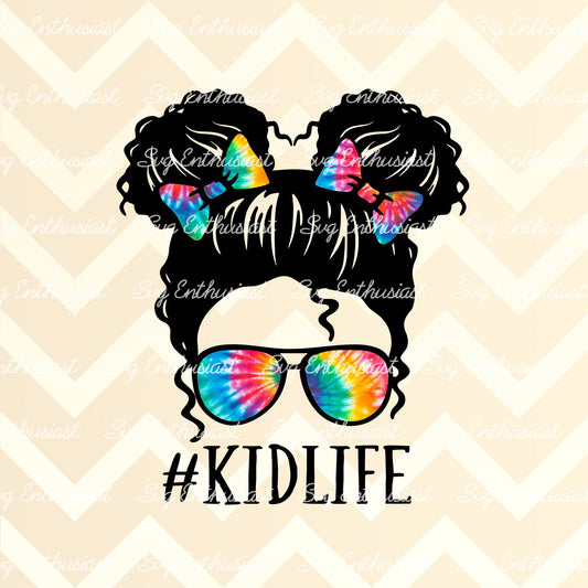 Tie dye Kid life curly hair PNG sublimation