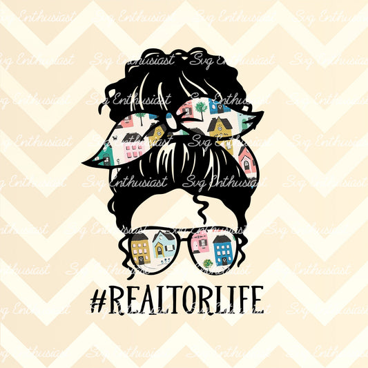 Realtor life curly hair PNG sublimation